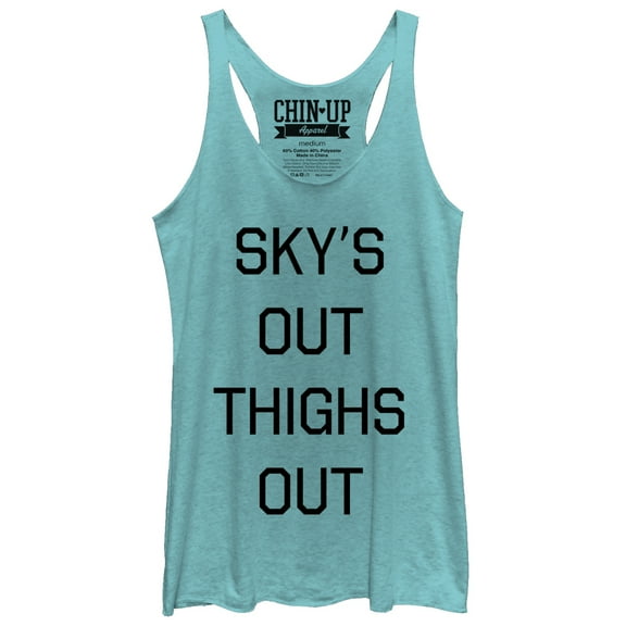 Women's CHIN UP Sky's Out Thighs Out Racerback Tank Top Tahiti Blue Small