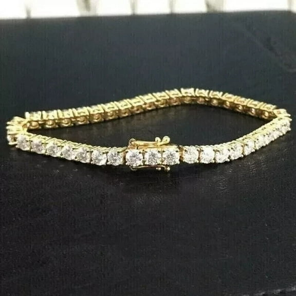 3MM Lab Created Diamond Women Tennis Bracelet 14K Yellow Gold Plated 8Ct Round