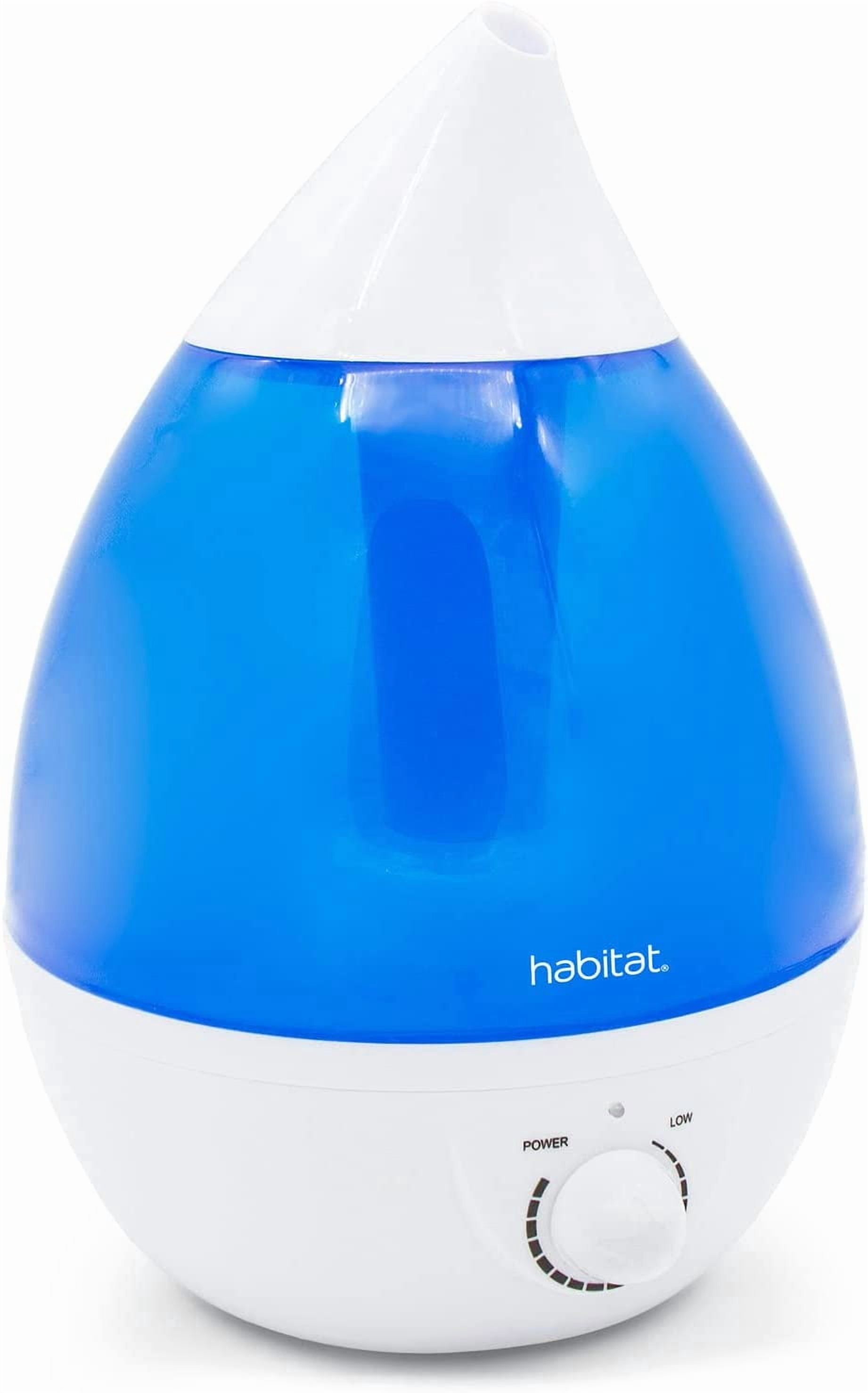 Habitat Cool Mist Ultrasonic Humidifier with Large 2.5L Tank, Whisper Quiet Humidifier with LED Light for Bedroom, 24 Hours of Continuous Mist, Blue