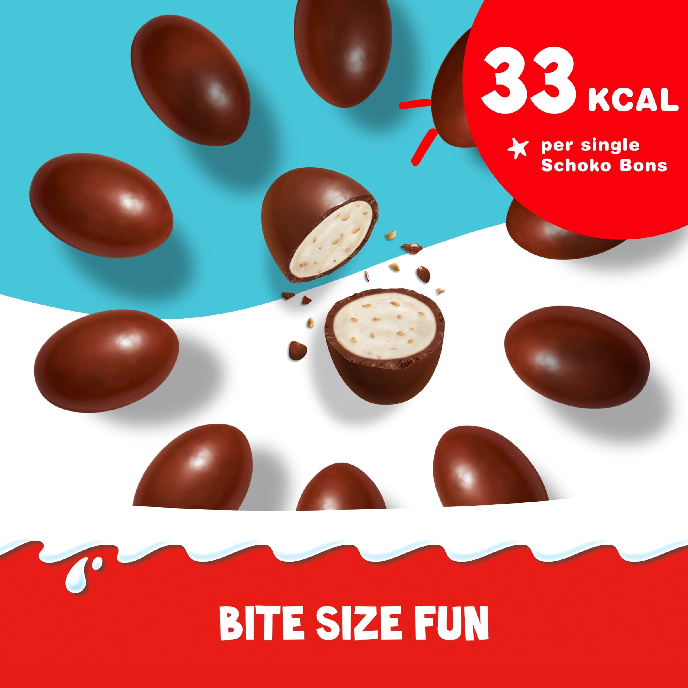 Kinder Schoko-Bons Milk Chocolate Bonbons filled with Milky Cream & Hazelnut Pieces 200g, Imported from Britain