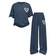 thumbnail image 1 of Zpanxa Girls Matching Sets Heart Print Short Sleeve T Shirt and Pocket Long Pants Set 7-8 Years, 1 of 6