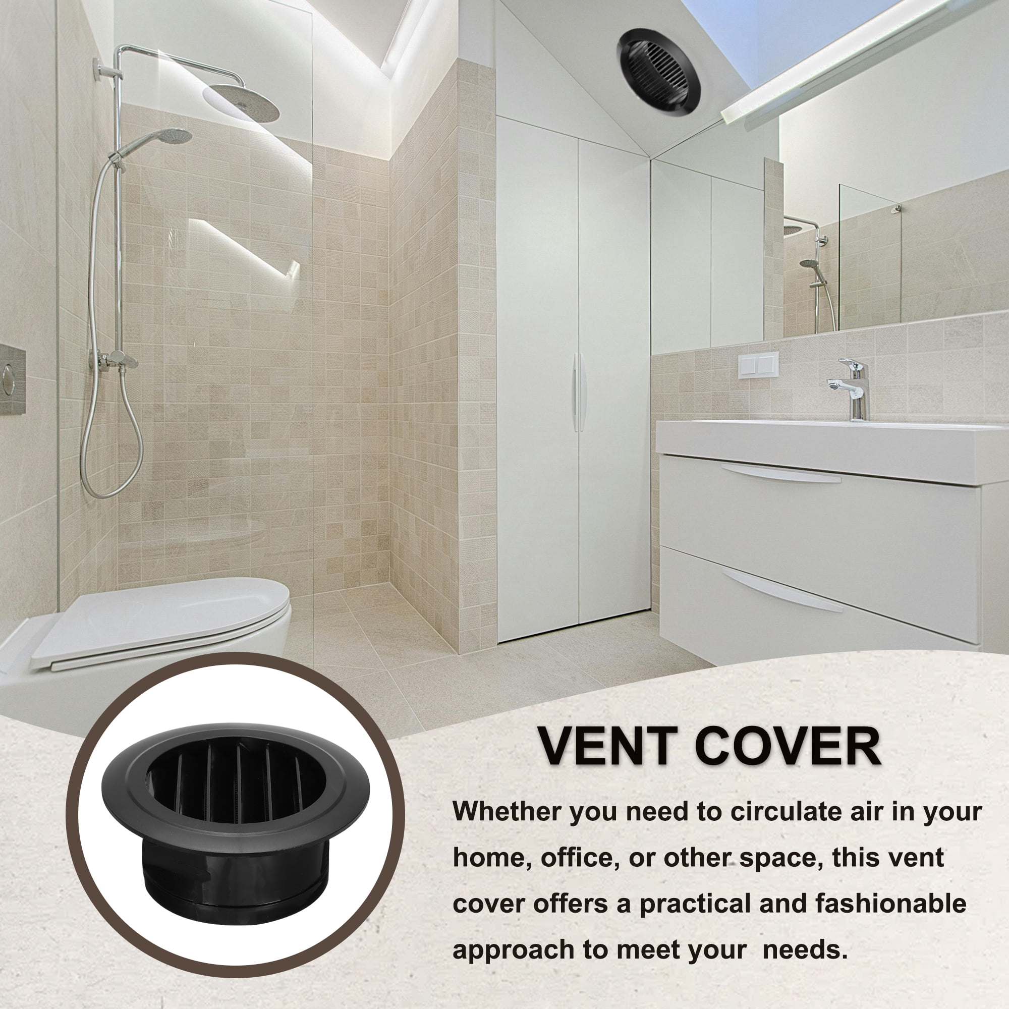 Uxcell Round Air Vent Cover Soffit Vents ABS Ceiling Vent Covers Air Vent Louver for Living Room Greenhouse 5 Inch