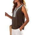 thumbnail image 5 of PRETTYGARDEN Womens Tank Tops Summer Causal V Neck Sleeveless Shirts Floral Print Embroidered Beach Vacation Boho Top, 5 of 7