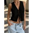thumbnail image 5 of Women'S Linen Clothes Tie Front Tops Going Out Top Trendy Sleeveless Vest Shirts Black XL, 5 of 9