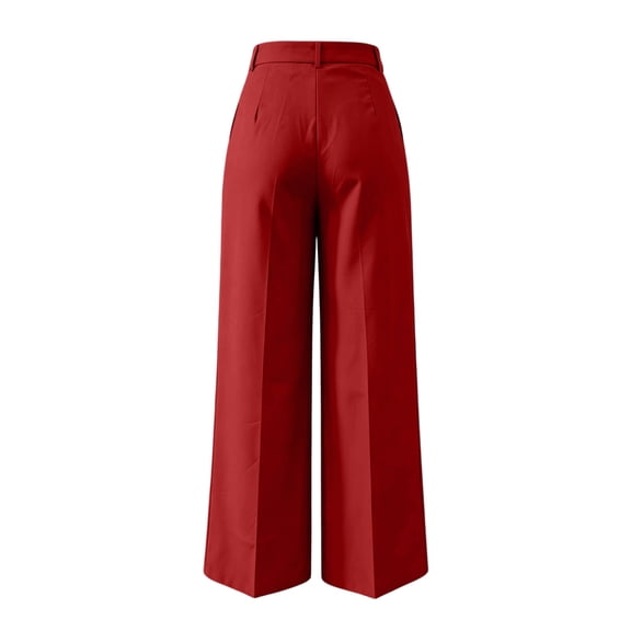 Mifsaly Womens Wide Leg Dress Pants High Waisted Structured Trousers Elegant Front Pleated Work Office Business Casual Outfits with Pockets Wine,XL