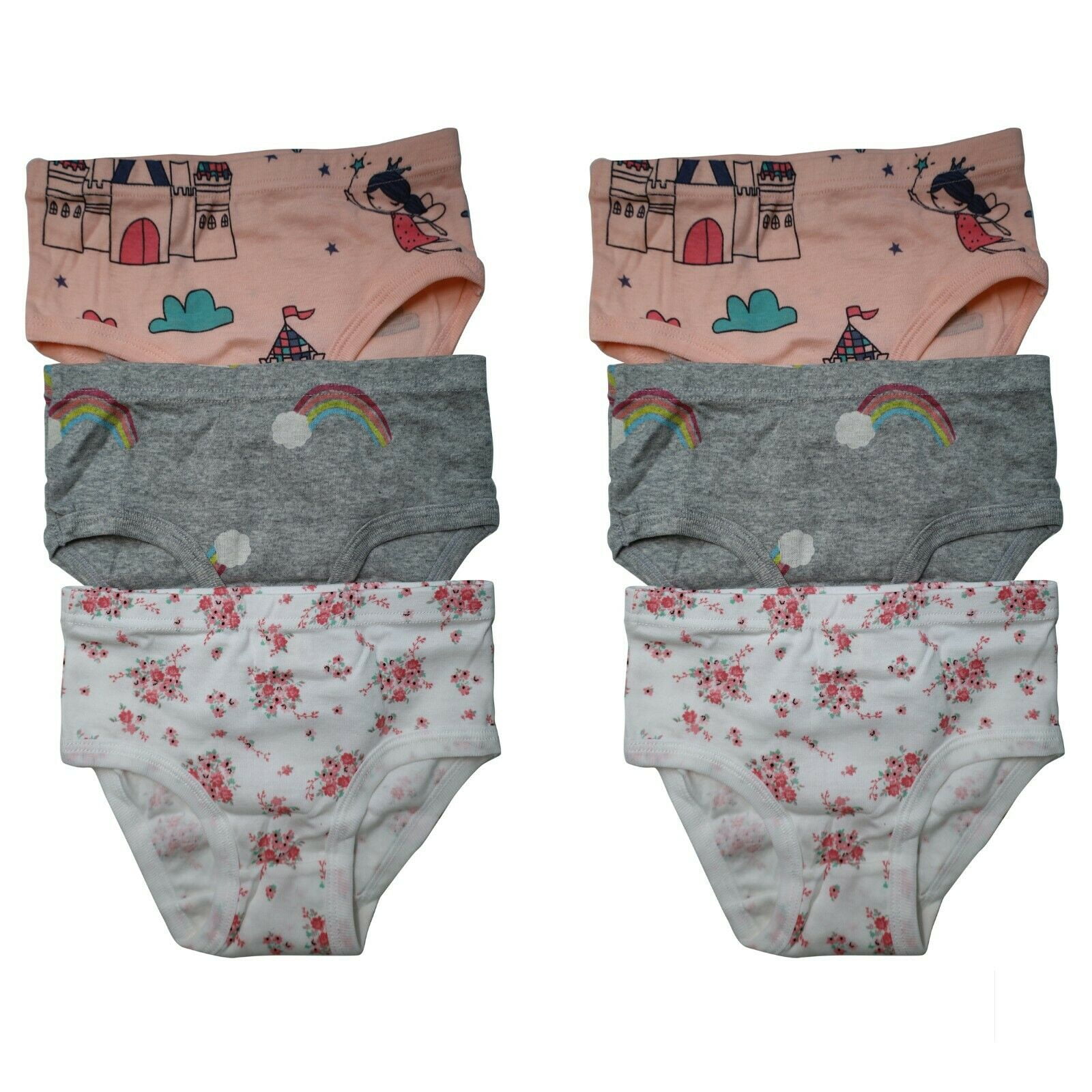 B&Q 6 Packs Toddler Little Girls Kids Underwear Cotton Briefs Size 2T