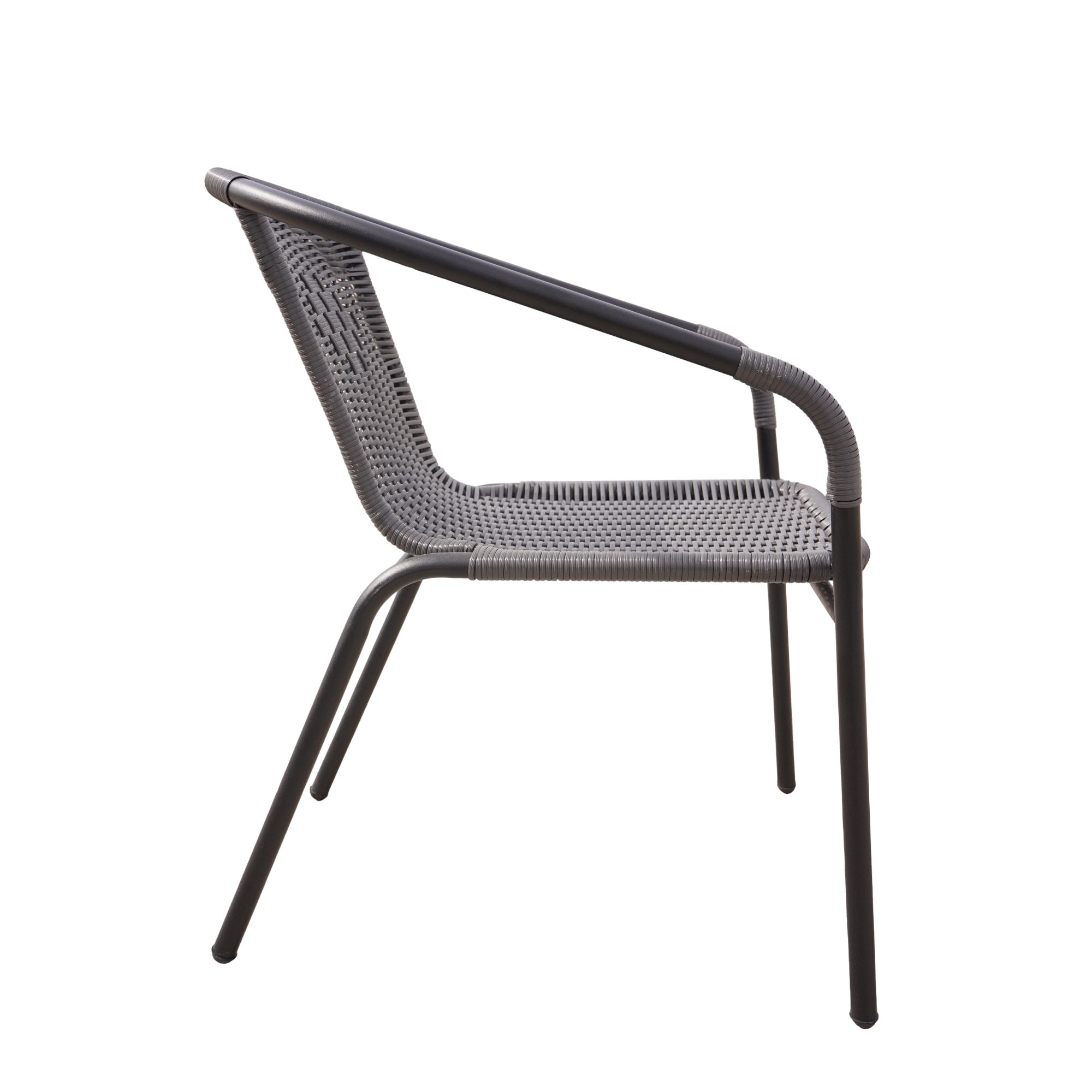 RTC Group Furniture Stackable Rattan Dining Chair, Set of 2 for Indoor/Outdoor Patio Restaurant, Porch, Backyard Gray