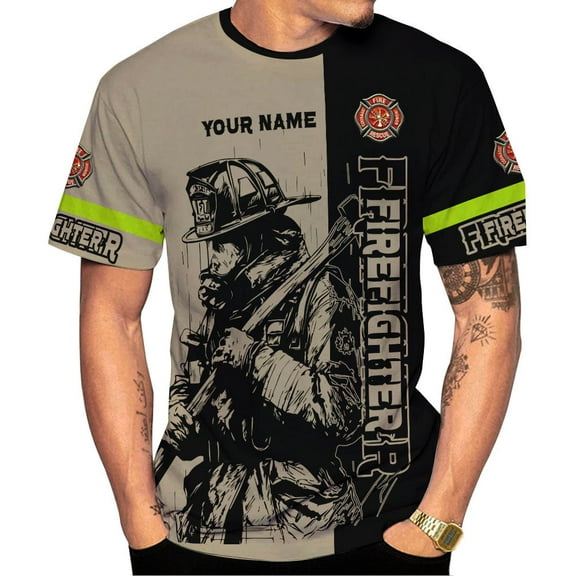 Personalized Firefighter Shirt 3d, Custom Name Fire Man Firefighter Gift Tshirt, 3D Shirts Unisex Tshirts 3D for Men Women (S)