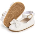 thumbnail image 4 of Baby Girls Mary Jane Flats with Bownot Non Slip Soft Sole PU Leather Newborn Infant Toddler First Walker Cirb Party Christmas Dress Shoes, 4 of 5