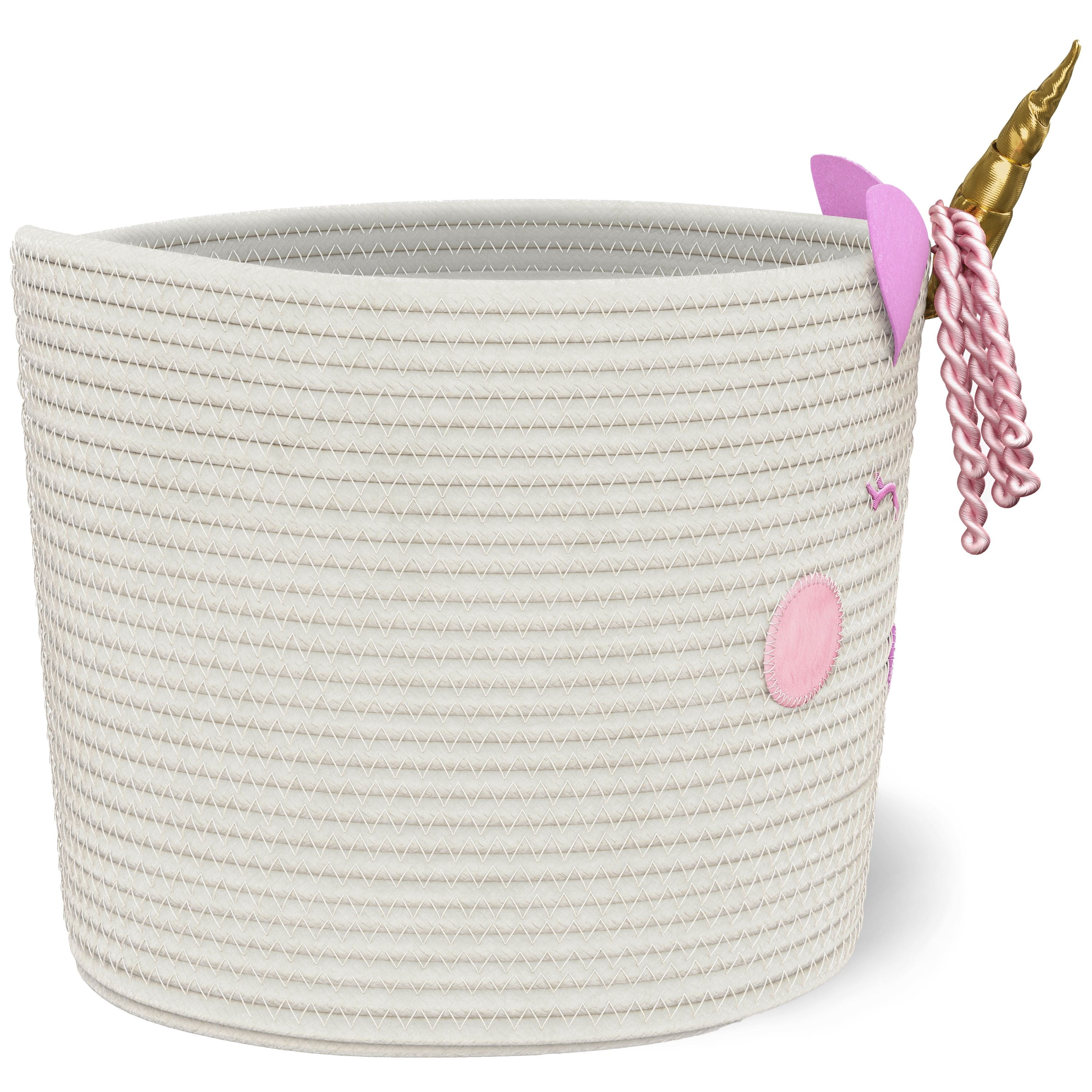 Mainstays Kids Unicorn Round Coiled Rope Storage Baskets, Medium, 2 Pack