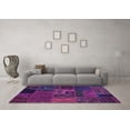 thumbnail image 3 of Ahgly Company Machine Washable Indoor Round Oriental Purple Modern Area Rugs, 8' Round, 3 of 4