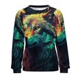 thumbnail image 7 of Colorful Lone Wolf Women's Floral Printed Sweatshirt Long Sleeve Crewneck Casual Loose Vintage Graphic Pullover Tops, 7 of 7