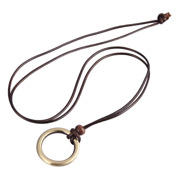 DESIGNICE Braided Leather Cord Necklace for Men Women Vintage Cord Chain Necklace with Circle Pendant Adjustable, 92cm/36.