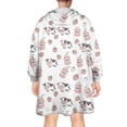 thumbnail image 2 of Wearable Oversized Blanket,White Cow Milk Strawberry Pattern Wearable Blanket Hoodie for Adults,Cozy Hooded Blankets with Super Pockets,Super Warm Fuzzy Pullover for Women & Men, 2 of 6