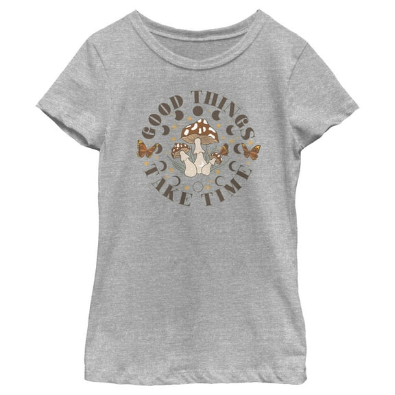 Girl's Lost Gods Good Things Take Time Graphic Tee Athletic Heather Small