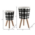 thumbnail image 5 of Set of 2 Geometric Planters on Stands - Resin & Wood Mid-Century Modern Plant Pots for Indoor/Outdoor Home & Garden Decor - 12" & 10", Black & White G, 5 of 13