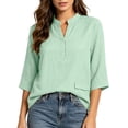thumbnail image 7 of cocolona Womens 3/4 Sleeve V Neck Blouses Casual Loose Solid Color Shirts Basic Outfits Tops, 7 of 7