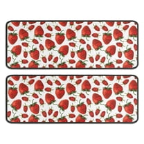Kitchen Rugs Sets Of 2,Red Strawberry Plants Fruit White Pattern Anti Fatigue Kitchen Mat Rugs Non Slip Washable,Decorative Kitchen Floor Mats for Kitchen,Sink,Laundry,17"x47" 17"x47"