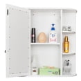 thumbnail image 2 of 3-Tier Wall Mounted Cabinet Shelf Single Door Mirror Indoor Bathroom, White, 2 of 12