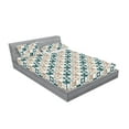 thumbnail image 2 of Sun and Moon Fitted Sheet & Pillow Sham Set, Boho Celestial Signs Pattern of Checkered Crescent Print, Decorative Printed 3 Piece Bedding Decor, King, Sand Brown and Hunter Green, by Ambesonne, 2 of 2