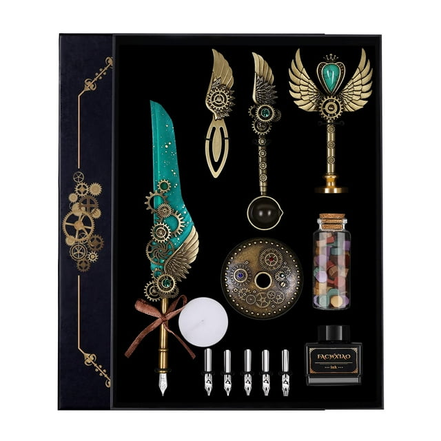Kit de escritura Facwxiao, juego de bolígrafos con tinta, marcadores y sellos