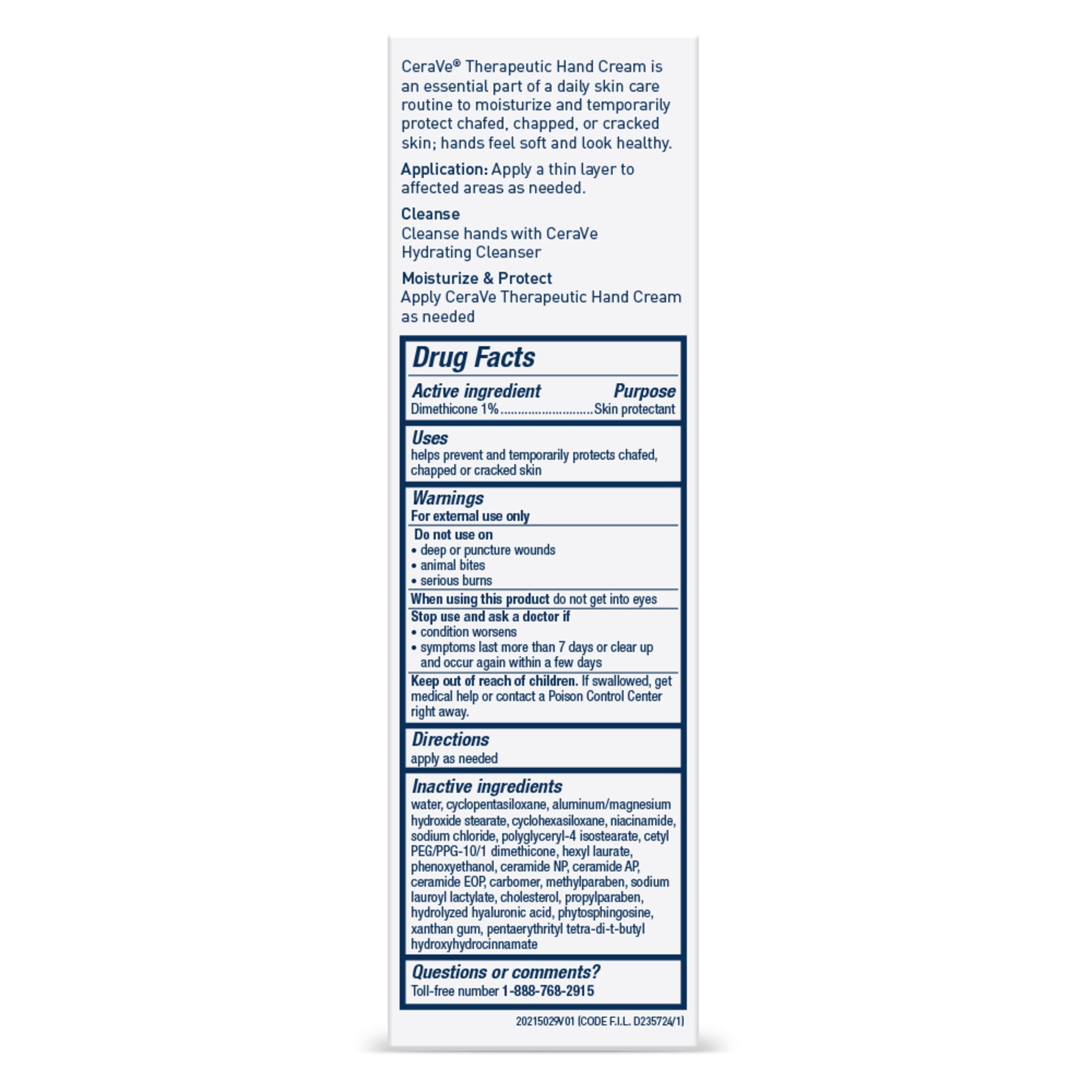 CeraVe Therapeutic Hand Cream, Non-greasy Frangrance Free Moisturizer for Dry Skin, 3 oz