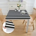 thumbnail image 2 of BANET Elastic Fitted Tablecloth, White Black Stripe Square Table Cover  white, 2 of 8
