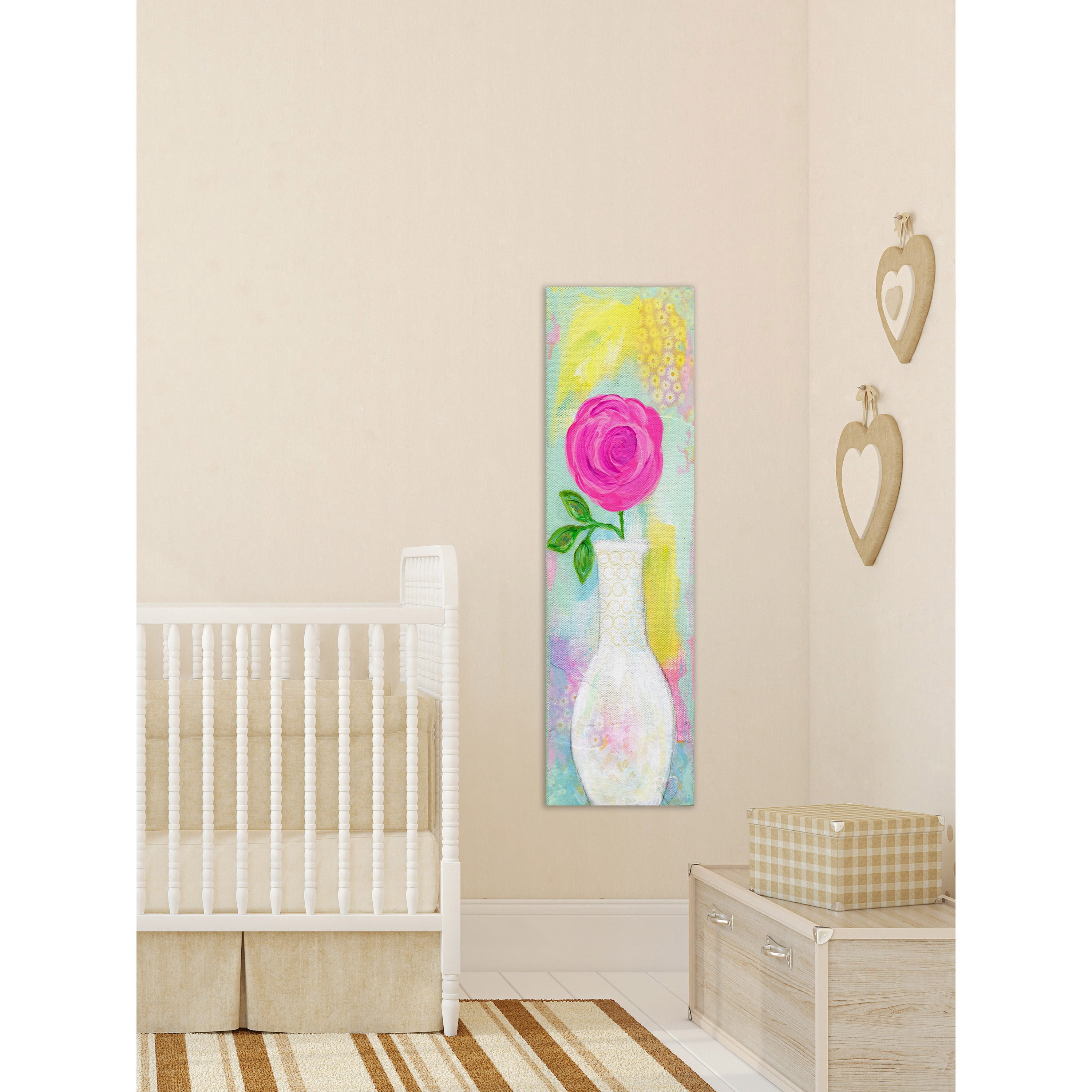 Marmont Hill "Pink Rose in Vase" by Jill Lambert Painting Print on Wrapped Canvas
