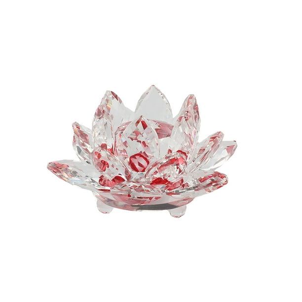 Toystoory Cristal Flor de loto Minerales Feng Shui Esfera Cristales Flores Figuras decorativas para fiesta de recuerdos Decoración Rojo