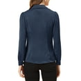 thumbnail image 3 of MODA NOVA Juniors Flat Collar Long Sleeves Button Down Office Satin Shirt, 3 of 5
