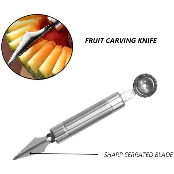 Couteau À Découper 2 Pcs Outil De Sculpture De Fruits Cuillère À Melon Avec  Éplucheur De