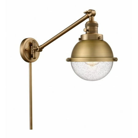 

237-BB-HFS-64-BB-LED-Innovations Lighting-Hampden-3.5W 1 LED Swing Arm Wall Sconce in Industrial Style Brushed Brass Finish with Seedy Glass