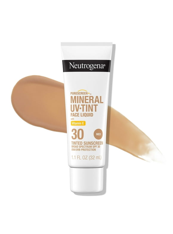 Neutrogena Purescreen+ Tinted Sunscreen For Face With Spf 30, Broad Spectrum Mineral Sunscreen With Zinc Oxide And Vitamin E, Water Resistant, Fragrance Free, Medium, 1.1 Fl Oz