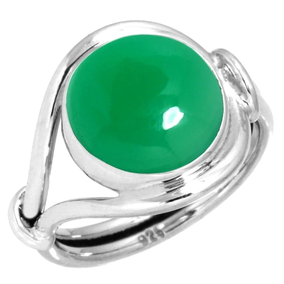 925 Silver Ring For Women - Girls Natural Green Onyx Stone Silver Ring Size 5.5 May Birthstone Handmade Silver Ring Size 5.5 Gift For Mother On Birthday 925 Gemstone Silver Jewelry