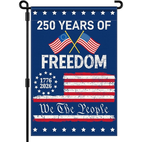 250th Anniversary American Garden Flag, 1776-2026 Commemorative Yard Banner, 250 Years Patriotic USA Flag Outdoor Decorations, 12x18 Inch Double Sided