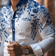 thumbnail image 3 of Camisas casuales con estampado floral para hombre, para exteriores, calle, suaves y cómodas, para uso diario, con solapa, para otoño, camisas de gran tamaño, 3 of 5