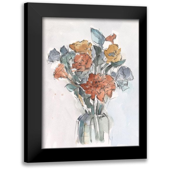 Harper, Ethan 12x14 Black Modern Framed Museum Art Print Titled - Watercolor Floral Arrangement I