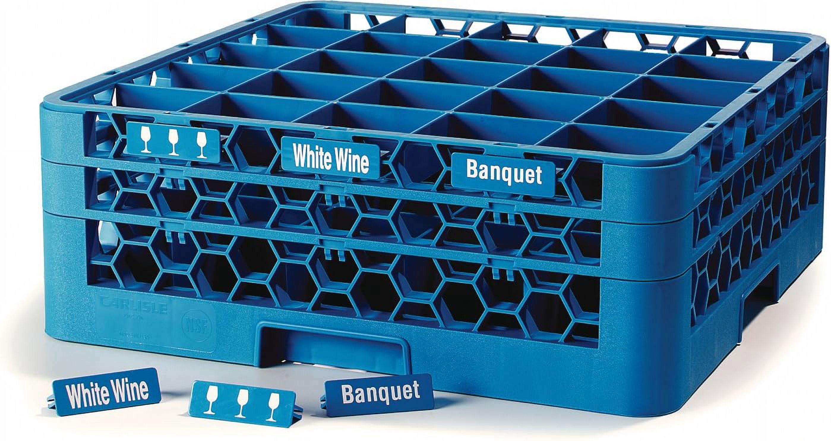 Carlisle FoodService Products RG FBA_RG Compartment Glass Rack with 2 Extenders, 7.12", Blue