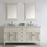 Vinnova 708072-AW-CA Piedmont 72 in. Double Vanity In Antique White with Carrara White Marble Top with Mirror