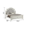 thumbnail image 2 of 5Pc King Bedroom Set, Solid Wood Antique King Size Bed Frame with Button Tufted Upholstery Headboard, 5-Drawer Chest, Dresser, 3-Drawer Night Stand, Traditional Style Bedroom Furniture Set, White, 2 of 9
