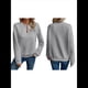 thumbnail image 2 of Sudadera de Cuello en V para Mujer, Larga, Estilo Jersey Gris L, 2 of 5