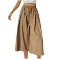 thumbnail image 2 of Summer Savings Clearance Women's Capris, Women's Oversized Casual Pants Solid Color Wide Leg Pants High Waisted Drawstring Pants Cropped Pants(Khaki,XXXXXL), 2 of 6