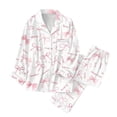 thumbnail image 5 of Women's Soft Comfy 18 Piece Valentines Pajama Set Heart Print Long Sleeve Button-up Lapel Valentines Shirt Pants Matching Pjs Sets Loungewear, 5 of 6
