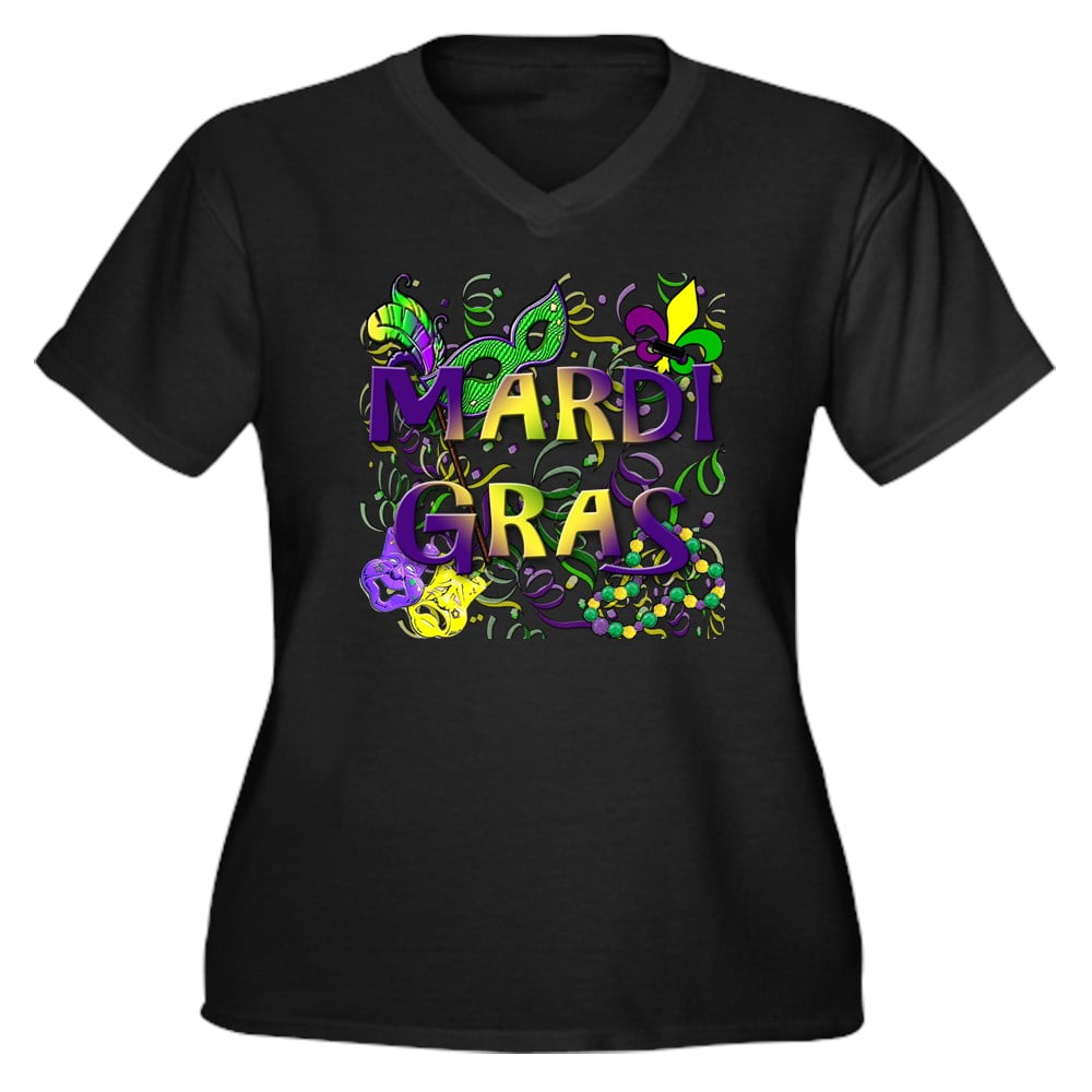 CafePress MARDI GRAS Women's Plus Size Dark VNeck TShirt Women's