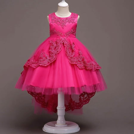 

DNDKILG Infant Baby Toddler Child Children Kids Floral Sundress for Girl Summer Bow Dresses Sleeveless Dress Hot Pink 3Y-11Y