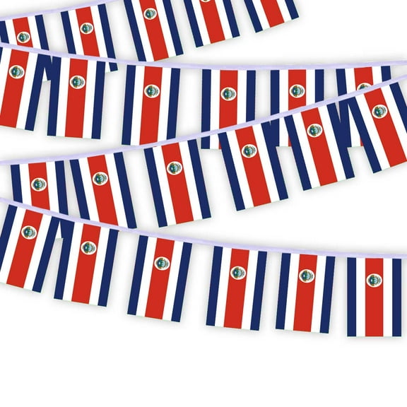 30 PCS Costa Rica Flag String,32 FT Costa Ricans Bunting,Decoration Banner for Outdoor Indoor Patio Yard Decor