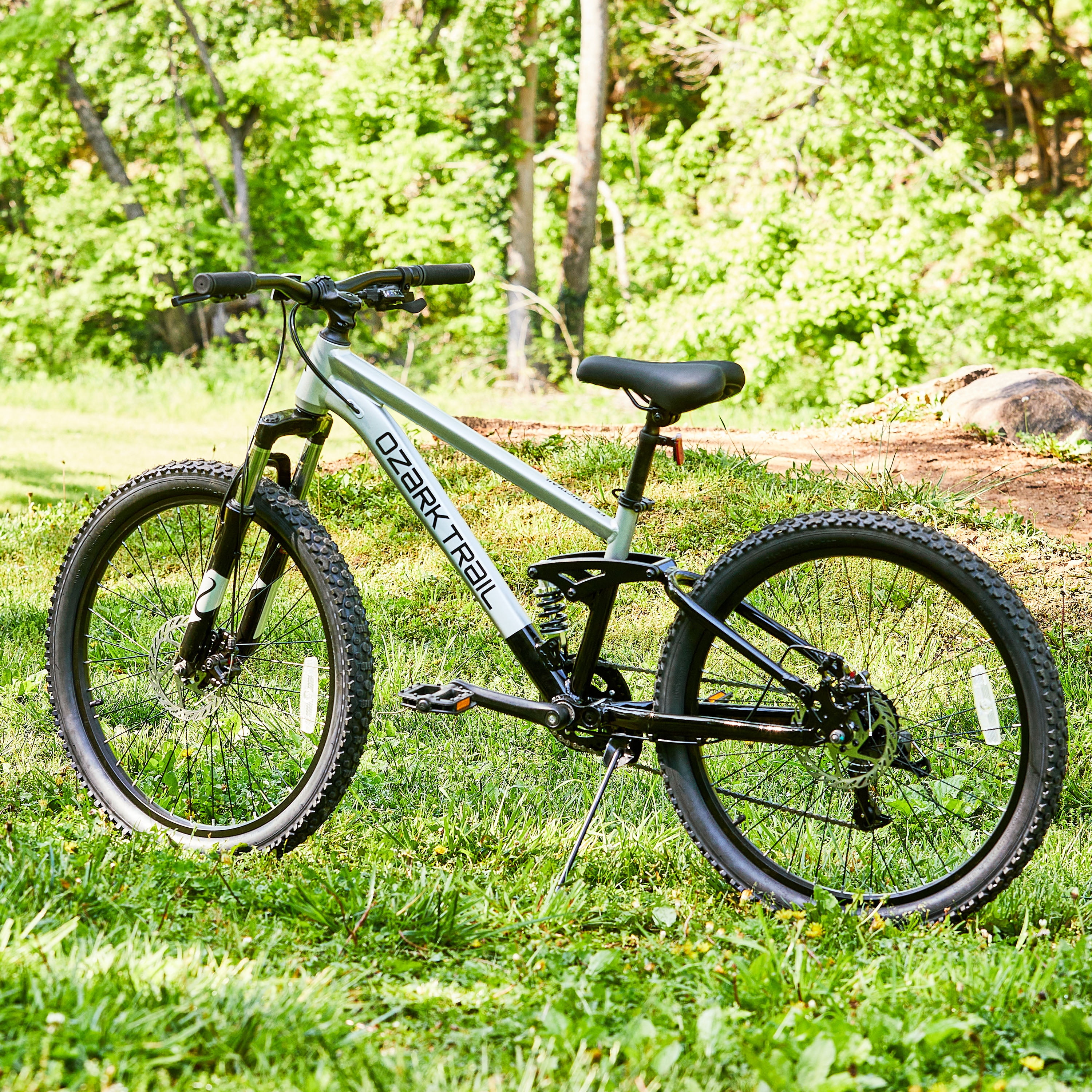 Ozark Trail 24" FS.1 Epictrail Full Suspension Mountain Bike, Fits Riders 4'6" - 5'6", Silver, Teens and Adults, Unisex