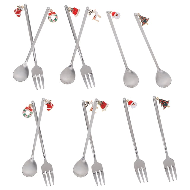 unbranded 12pcs Silver Forks Set For Serving Desserts In Holiday Gatherings With Decorative Style