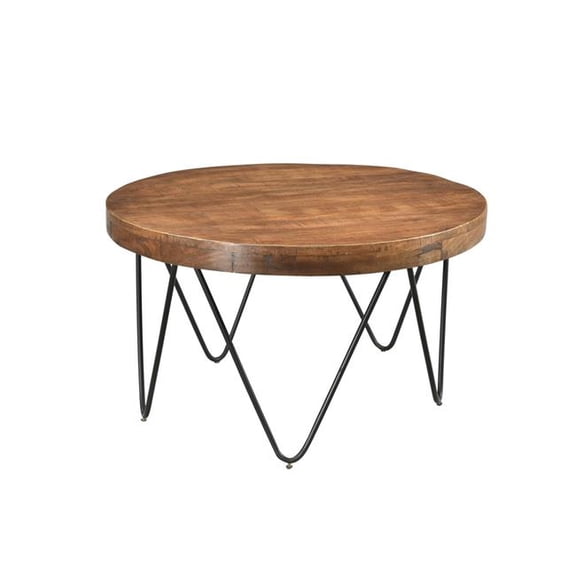 Moti Nina 32" Mid-Century Metal/Solid Wood Cocktail Table in Natural
