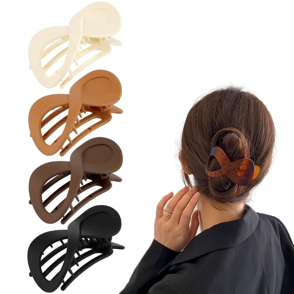 GoXteam Flat Hair Clips for Thin Hair, 4Pcs Concord Hair Clips 3.4'' Lay Down Flat Hair Claw Clips for Medium Thick Hair for Women